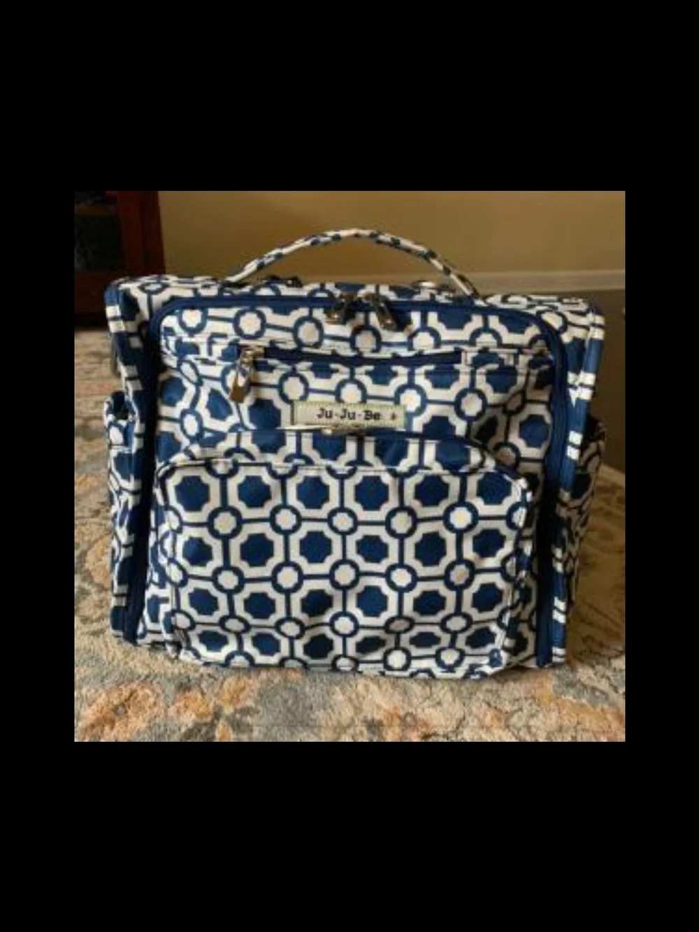 Ju-Ju-Be Navy & White Ooak Prototype Geometric Diaper Bag Tote Bff One Of A A Ki